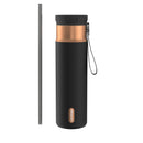 Contigo Snapseal Stainless Steel Leakproof Water Bottle with Carry Strap and Straw, Licorice Bronze, 24 Ounce