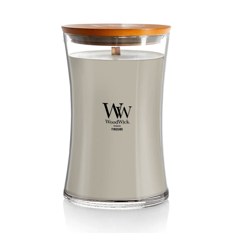 WoodWick Large Hourglass Scented Candle, Crackles as it Burns, Fireside, 21oz