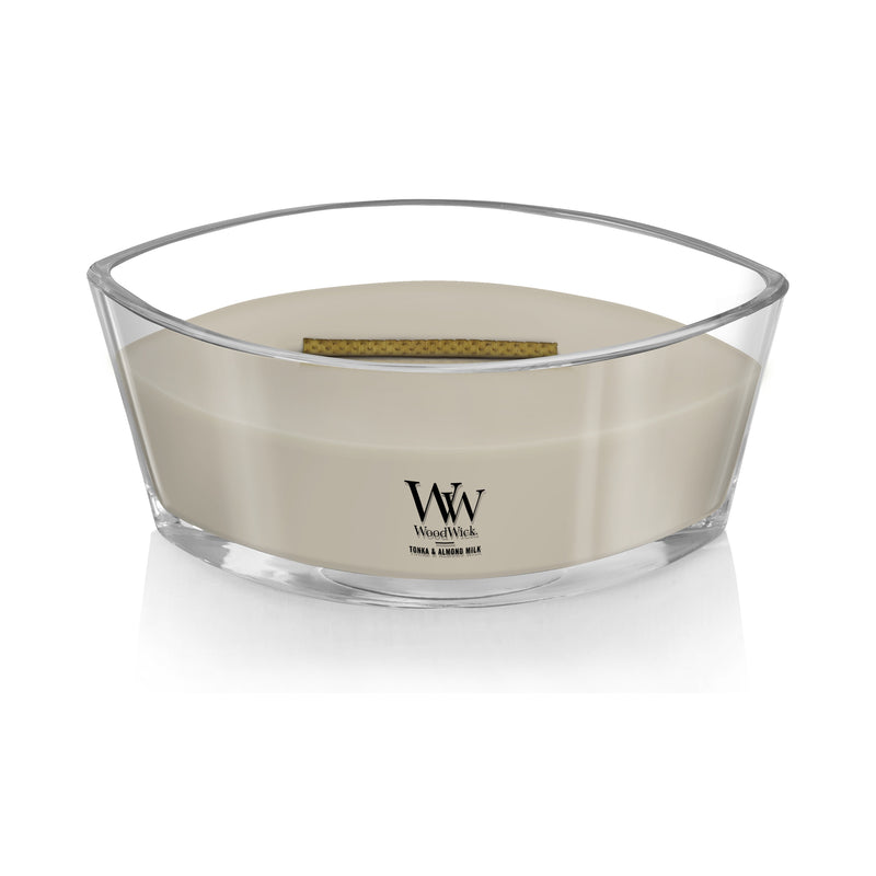 WoodWick Scented Ellipse Candle, Crackles as it Burns, Tonka & Almond, 16oz