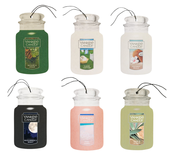 Yankee Candle Everyday Escape Paper Car Jar, Balsam & Cedar, Clean Cotton, Coconut Beach, Midsummer Night, Pink Sands & Sage & Citrus Variety Pack