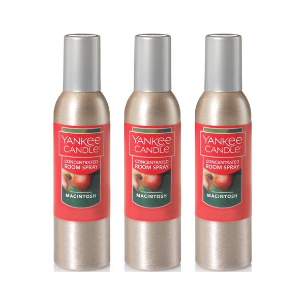 Yankee Candle Concentrated Air Freshener Room Spray, Odor Eliminator for Home, Bathroom, Macintosh, 1.5 Oz (Pack of 3)