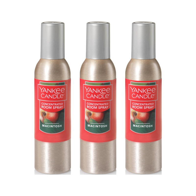 Yankee Candle Concentrated Air Freshener Room Spray, Odor Eliminator for Home, Bathroom, Macintosh, 1.5 Oz (Pack of 3)