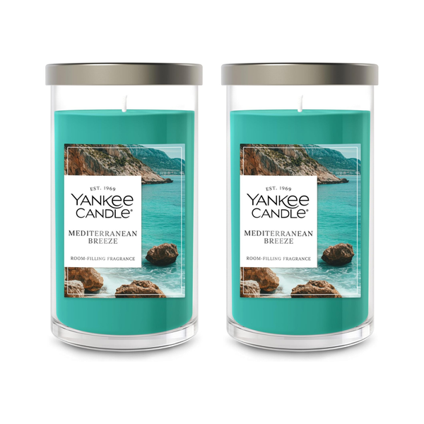 Yankee Candle Medium Pillar Scented Candle, Mediterranean Breeze, 14.25 oz (Pack of 2)