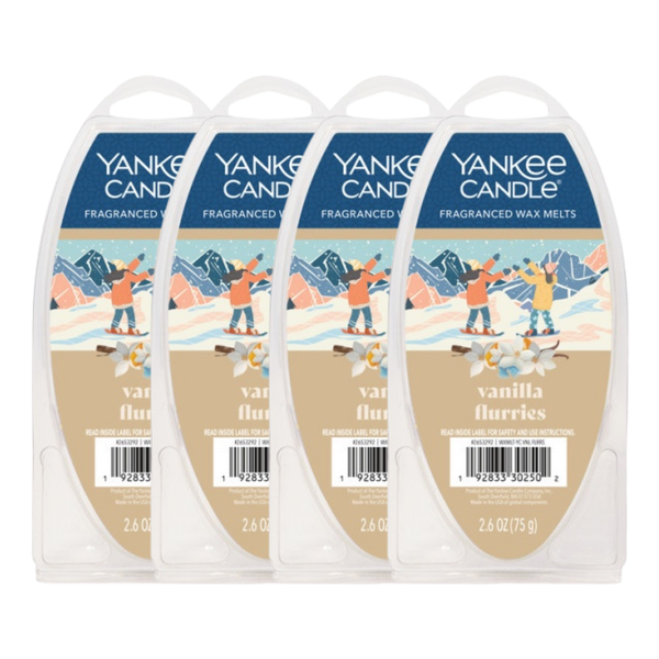 Yankee Candle Vanilla Flurries Fragranced Wax Melts, 6 Wax Spheres per Package, Pack of 4 (24 Cubes Total)