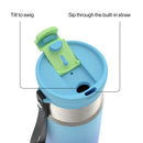 Contigo Kids DualSip Compact Leakproof Insulated Water Bottle with 2-Way Lid and Carry Strap, Glacial Blink, 16 Ounce (2 Pack)