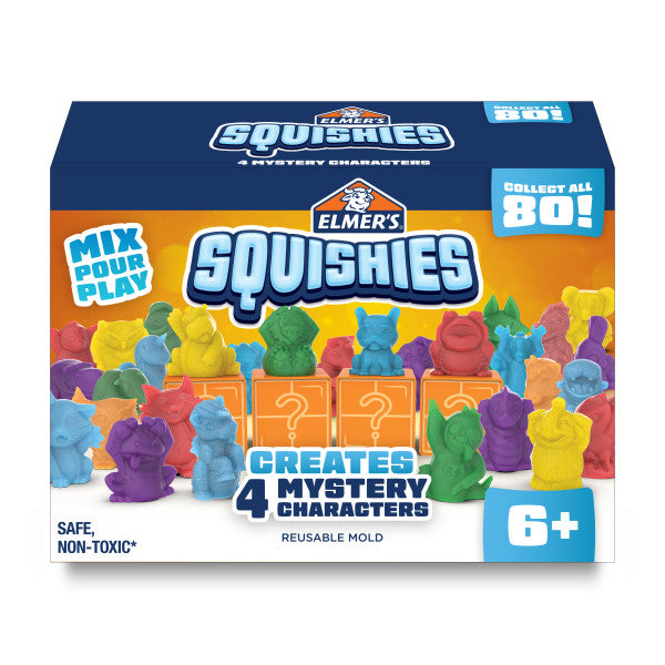 Elmer’s Squishies Kids’ Activity Kit, DIY Squishy Toy Kit Creates 4 Mystery Characters, 24 Piece Kit