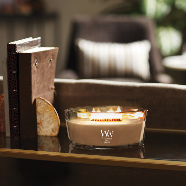 WoodWick Scented Ellipse Candle, Crackles as it Burns, Cashmere, 16oz