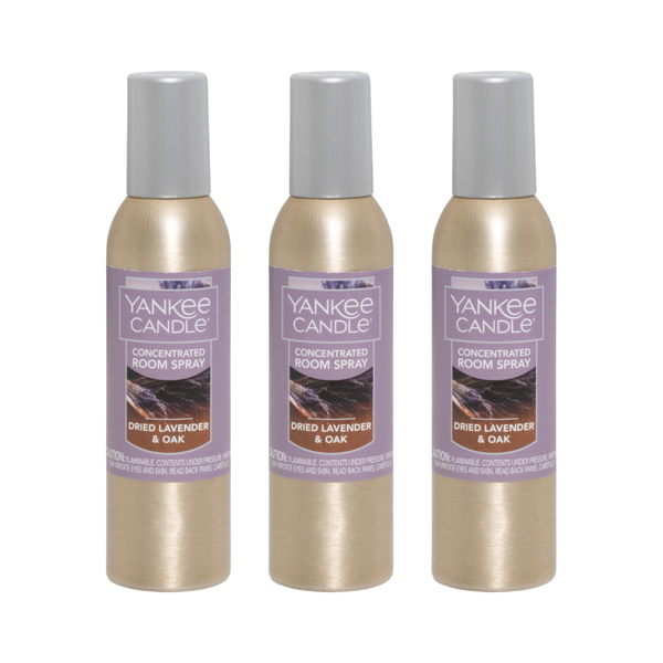 Yankee Candle Concentrated Air Freshener Room Spray, Odor Eliminator for Home, Bathroom, Dried Lavender & Oak, 1.5 Oz (Pack of 3)