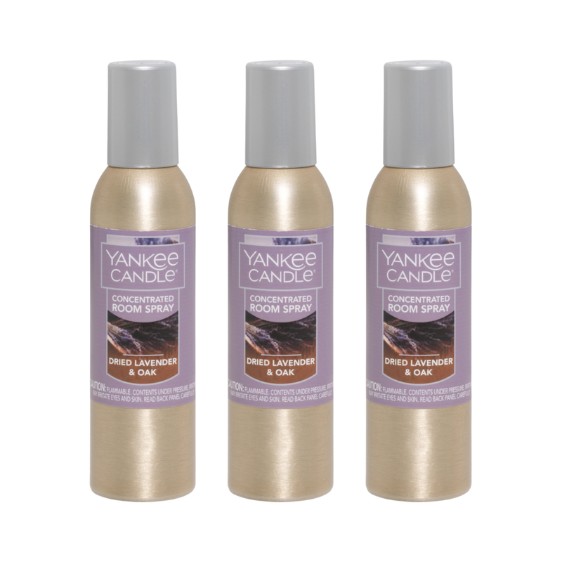 Yankee Candle Concentrated Air Freshener Room Spray, Odor Eliminator for Home, Bathroom, Dried Lavender & Oak, 1.5 Oz (Pack of 3)