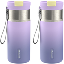 Contigo Kids DualSip Compact Leakproof Insulated Water Bottle with 2-Way Lid and Carry Strap, Lilac Pulse, 16 Ounce (2 Pack)