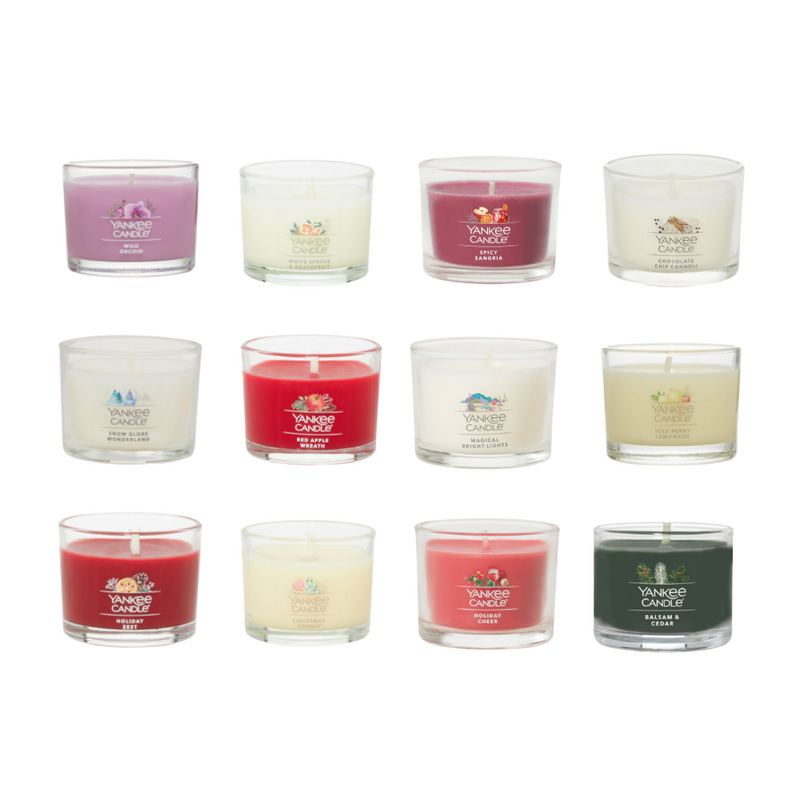 Yankee Candle Signature Votive Mini Candle Jar Christmas Celebration Bundle Pack, 12 Scent Variety, 1.3 OZ Each (Pack of 12)