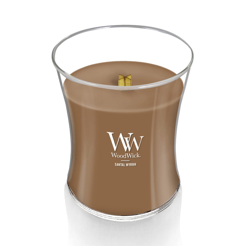 WoodWick Medium Hourglass Scented Candle, Crackles as it Burns, Santal Myrrh, 9.7oz