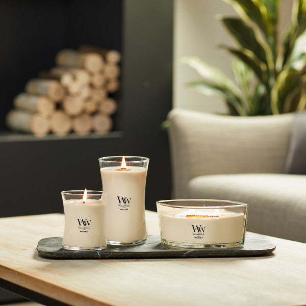 WoodWick Scented Ellipse Candle, Crackles as it Burns, Vanilla Bean, 16oz