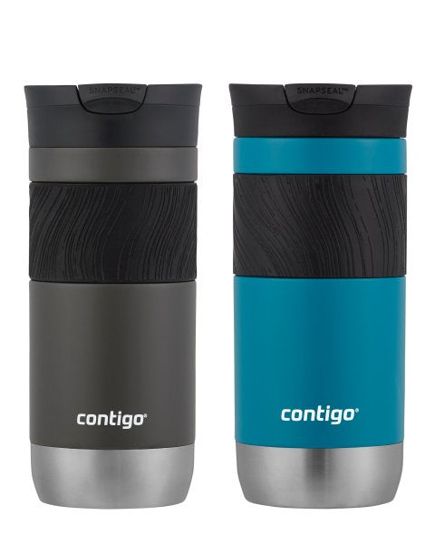 Contigo Byron 2.0 Stainless Steel Travel Mug with SNAPSEAL™ Lid and Grip, Sake & Juniper, 16 oz (Pack of 2)