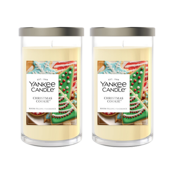 Yankee Candle Medium Pillar Scented Candle, Christmas Cookie, 14.25 oz, 2-Pack