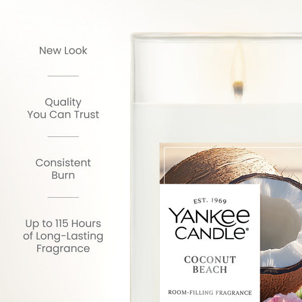 Yankee Candle Medium Pillar Scented Candle, Coconut Beach, 14.25 oz, 2-Pack