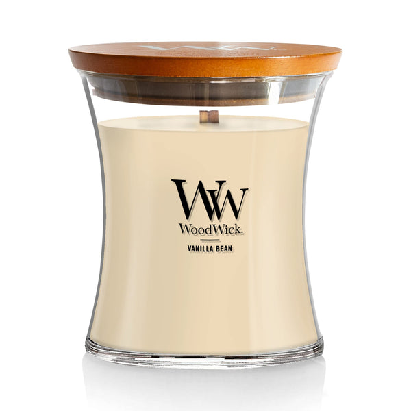 WoodWick Medium Hourglass Scented Candle, Crackles as it Burns, Vanilla Bean, 9.7oz