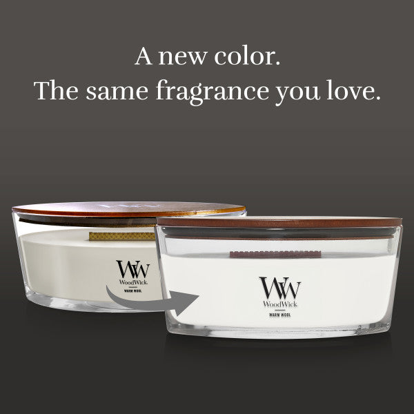 WoodWick Scented Ellipse Candle, Crackles as it Burns, Warm Wool, 16oz