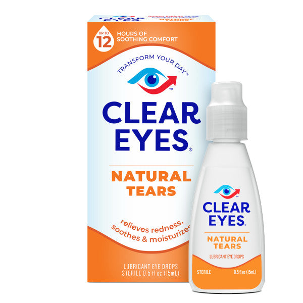 Clear Eyes Natural Tears Lubricant Eye Drops, 0.5 fl oz