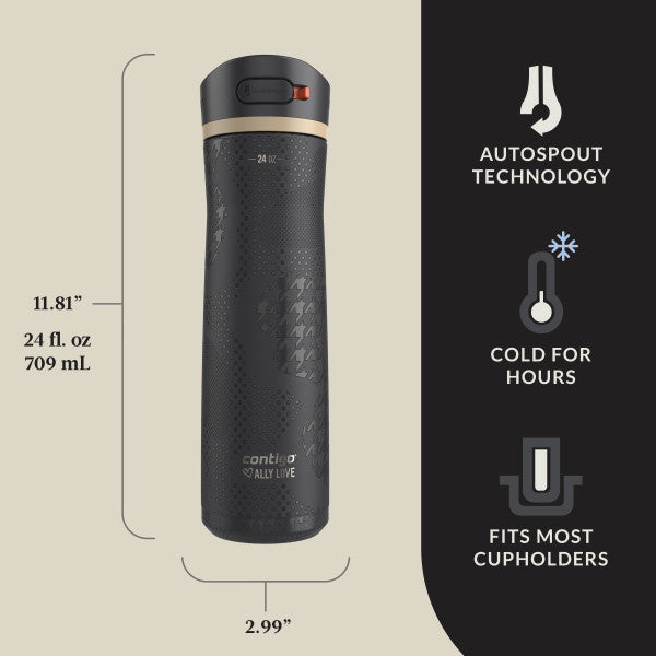 Contigo Ashland Chill 2.0 Stainless Steel Water Bottle with Autospout  Lid, 24oz, Licorice