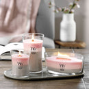 WoodWick Medium Shoreline Trilogy Hourglass Scented Candle, Crackles as it Burns, Melon Blossom | Coastal Sunset | Palo Santo, 9.7oz