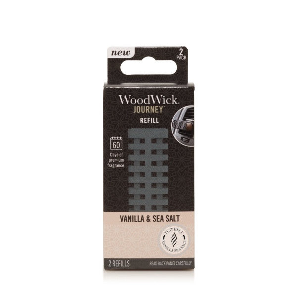 WoodWick Journey Vent Diffuser with 2 Refill - Vanilla & Sea Salt (Pack of 1)