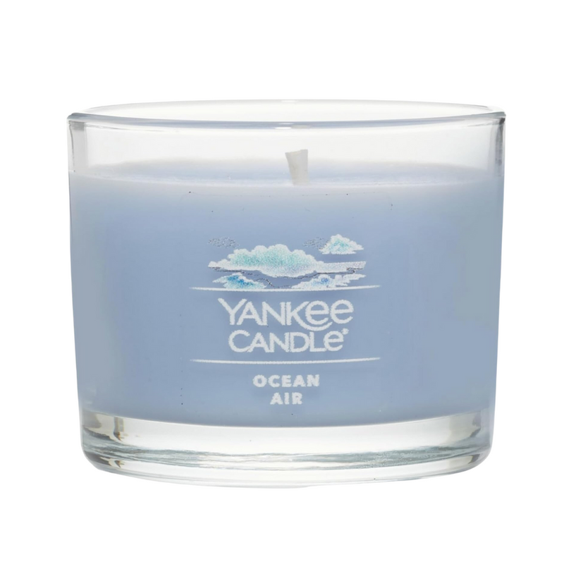 Yankee Candle Signature Votive Mini Candle Jar, Ocean Air Scent, Natural Soy Wax Blend Candle with Natural Fiber Wick, 1.3 OZ Glass Jar (Pack of 12)