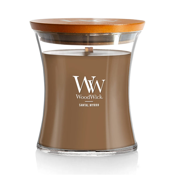 WoodWick Medium Hourglass Scented Candle, Crackles as it Burns, Santal Myrrh, 9.7oz