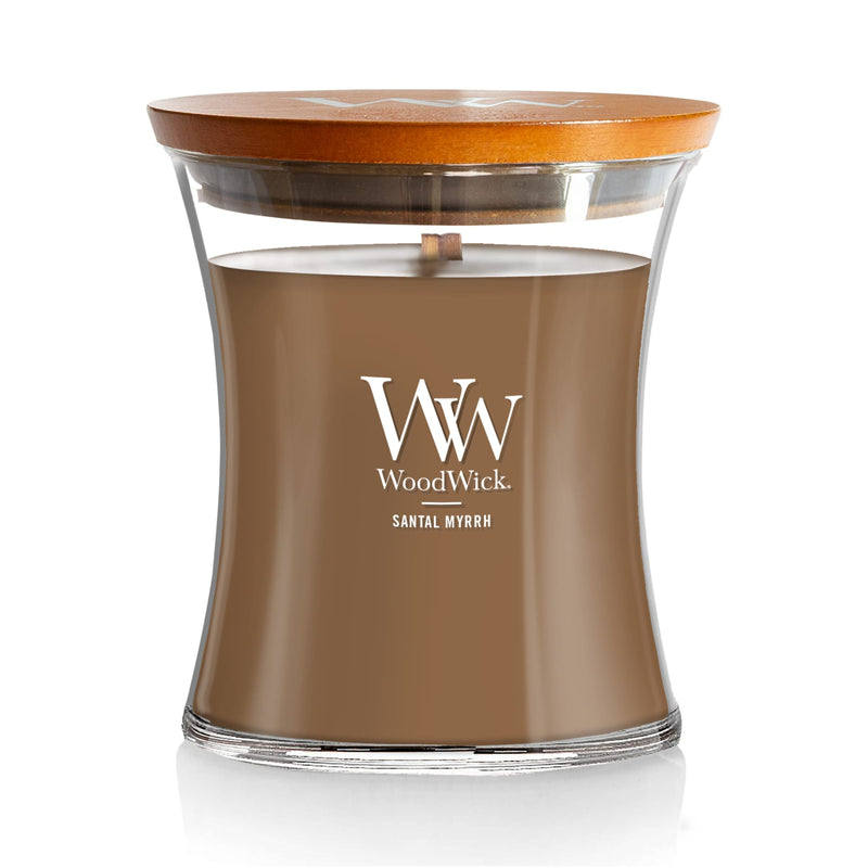 WoodWick Medium Hourglass Scented Candle, Crackles as it Burns, Santal Myrrh, 9.7oz