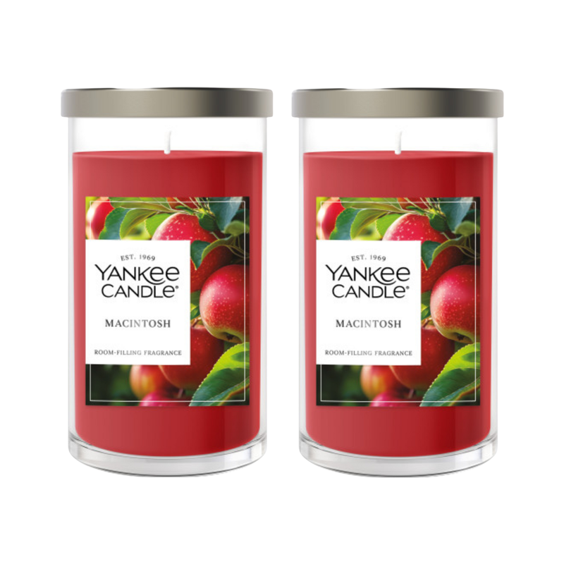 Yankee Candle Medium Pillar Scented Candle, Macintosh, 14.25 oz, 2-Pack