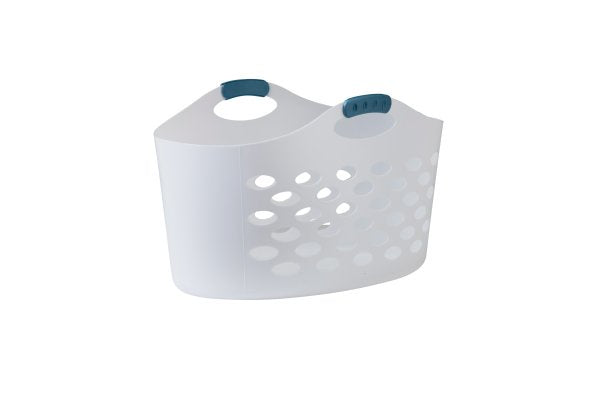 Rubbermaid 1.5 Bushel Capacity Durable Versatile Flex N Carry Portable Flexible Laundry Basket With Convenient Carrying Handles White Organization and Storage for Laundry/Garage/Home