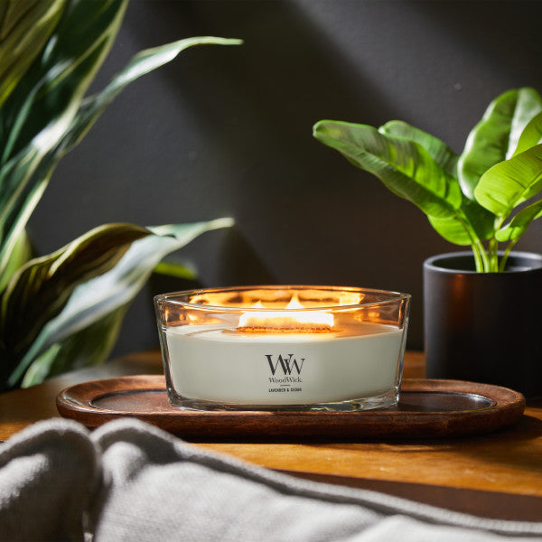 WoodWick Scented Ellipse Candle, Crackles as it Burns, Lavender & Cedar, 16oz