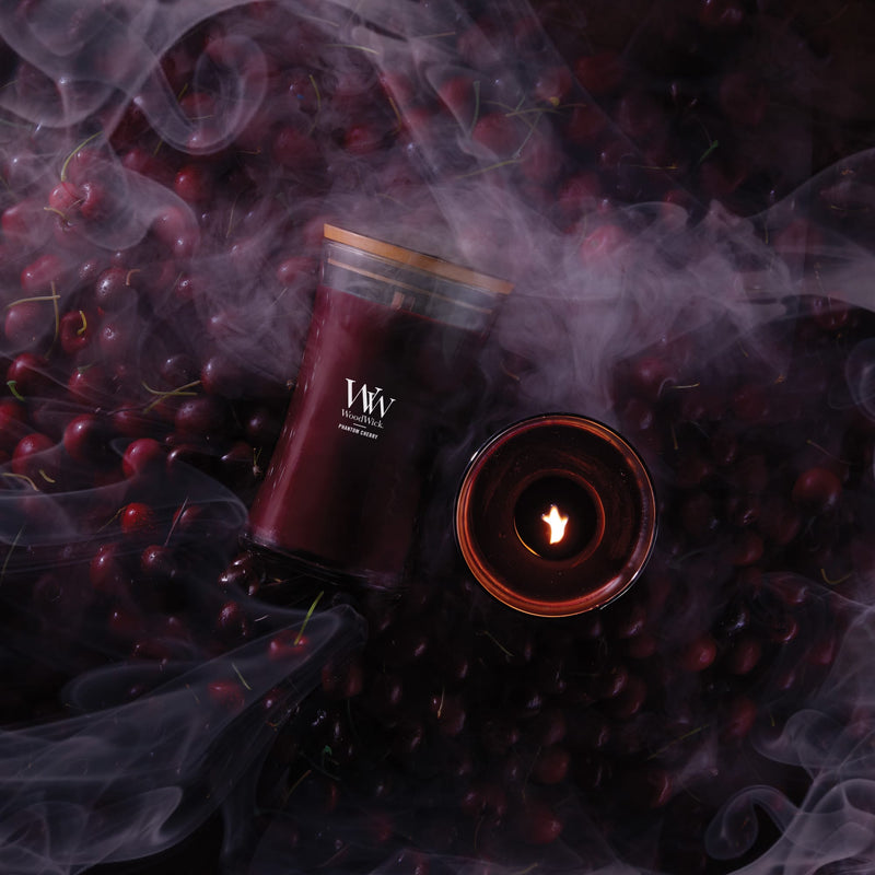 WoodWick Large Hourglass Scented Candle, Crackles as it Burns, Phantom Cherry, 21oz