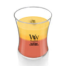 WoodWick Medium Tropical Sunrise Trilogy Hourglass Scented Candle, Crackles as it Burns, Blue Java Banana | Seaside Mimosa | Tamarind & Stonefruit, 9.7oz
