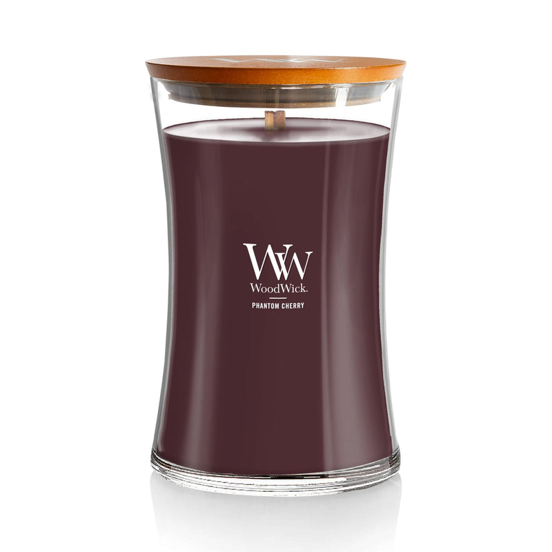 WoodWick Large Hourglass Scented Candle, Crackles as it Burns, Phantom Cherry, 21oz