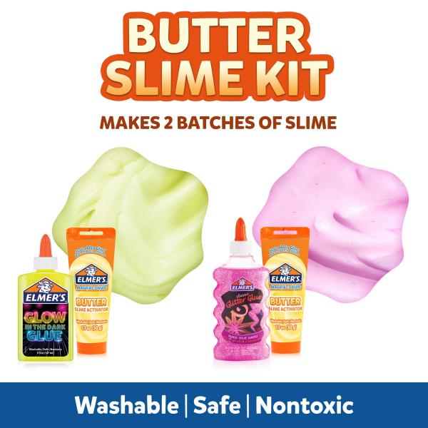 Elmer's DIY Slime & Squishy Toy Bundle: Squishies Minis Zoo Characters & Butter Slime Kit with Glow-in-the-Dark and Glitter Glue – Fun Arts & Crafts for Kids