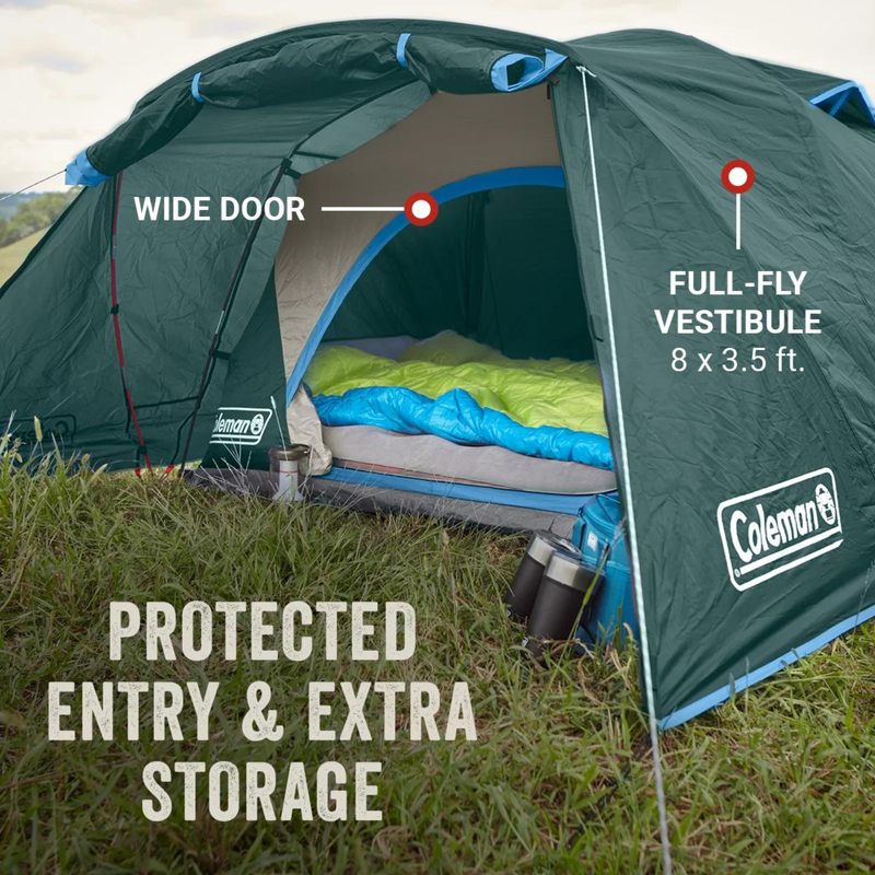 coleman 2 man tent Coleman Skydome 2-Person Camping Tent with Full-Fly Vestibule, Evergre