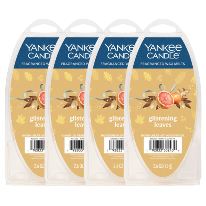 Yankee Candle Glistening Leaves Fragranced Wax Melts, 6 Wax Spheres per Package, Pack of 4 (24 Cubes Total)