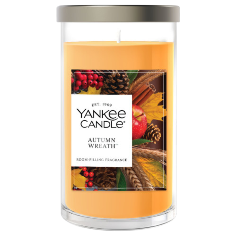 Yankee Candle Medium Pillar Scented Candle, Autumn Wreath, 14.25 oz (2-Pack)