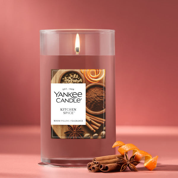Yankee Candle Medium Pillar Scented Candle, Kitchen Spice, 14.25 oz (2-Pack)