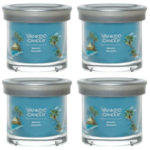 Yankee Candle Small Tumbler Scented Single Wick Jar Candle, Beach Escape, Over 20 Hours of Burn Time, 4.3 Ounce (Pack of 4)