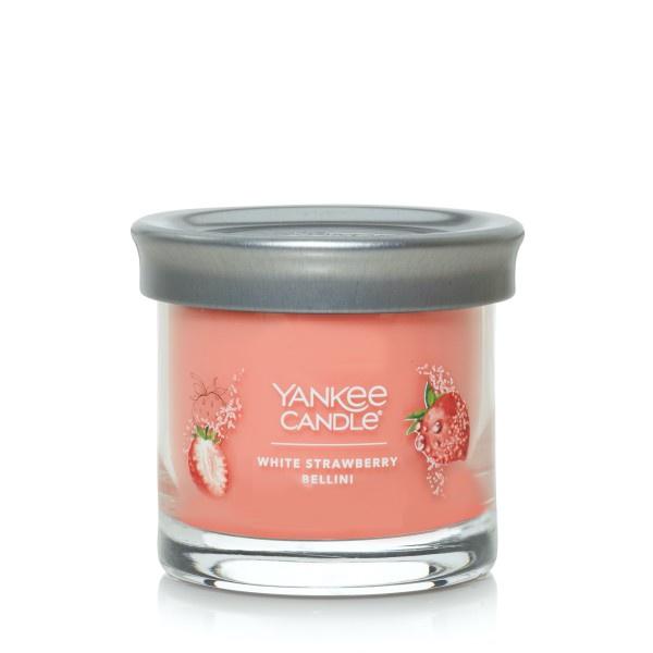 Yankee Candle Small Tumbler Scented Single Wick Jar Candle, White Strawberry Bellini, Over 20 Hours of Burn Time, 4.3 Ounce (Pack of 4)