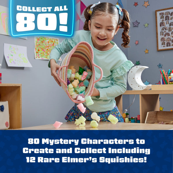 Elmer's Squishies DIY Craft Kit Bundle: Mix & Match Characters & Glow-in-the-Dark Mystery Squishy Toys – Kids Activity Kits, 25 Pieces Total