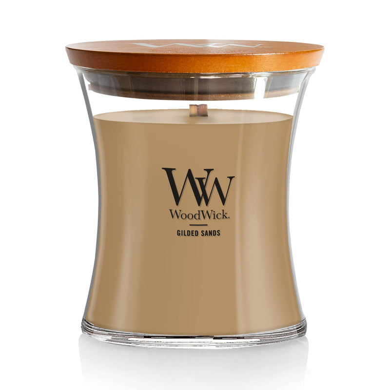 WoodWick Medium Hourglass Scented Candle, Crackles as it Burns, Gilded Sands, 9.7oz
