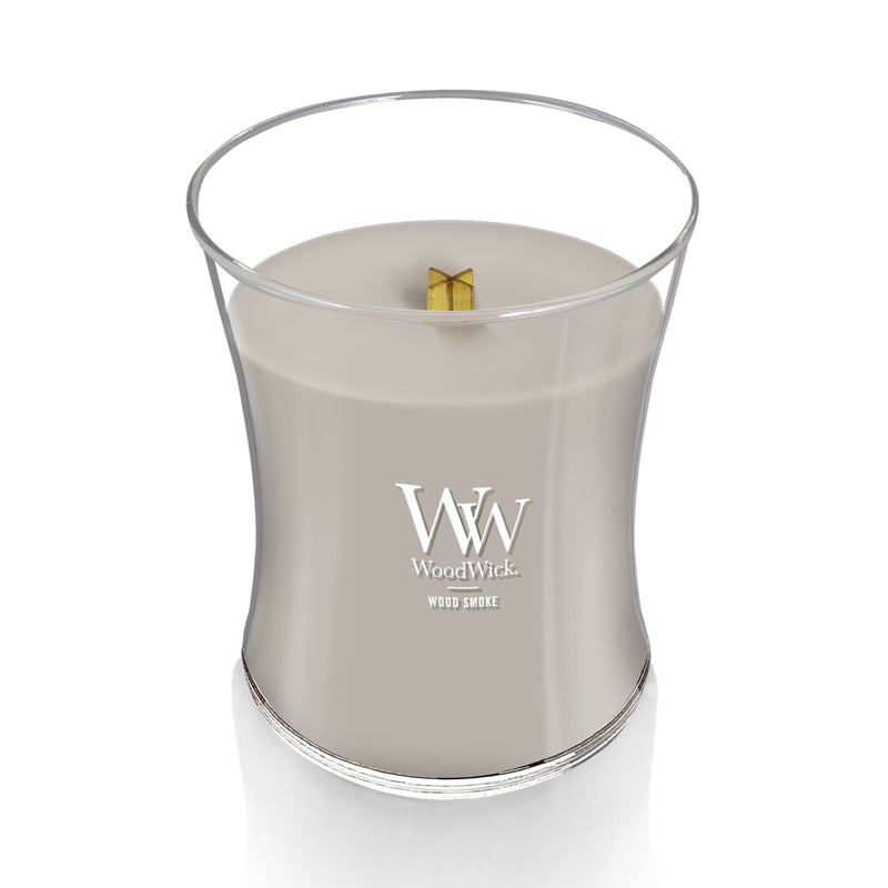 WoodWick Medium Hourglass Scented Candle, Crackles as it Burns, Wood Smoke, 9.7oz