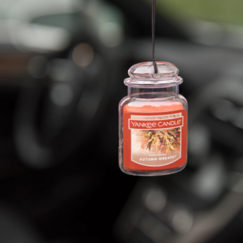 Yankee Candle Car Air Fresheners, Hanging Car Jar Ultimate, Neutralizes Odors Up To 30 Days, Autumn Wreath, 0.96 OZ (Pack of 12)