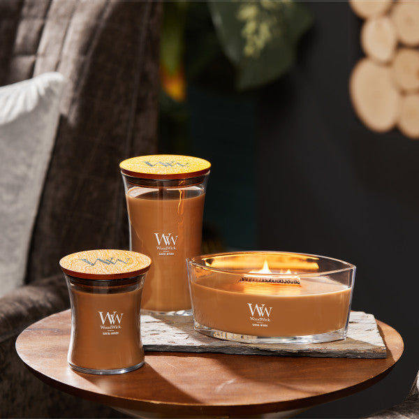WoodWick Scented Ellipse Candle, Crackles as it Burns, Santal Myrrh, 16oz