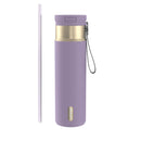 Contigo Snapseal Stainless Steel Leakproof Water Bottle with Carry Strap and Straw, Purple Carrot Champagne, 24 Ounce