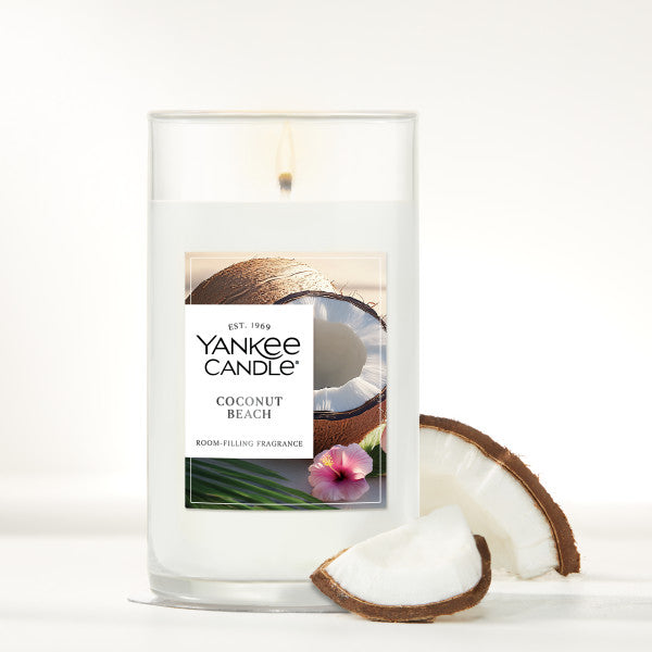 Yankee Candle Medium Pillar Scented Candle, Coconut Beach, 14.25 oz, 2-Pack