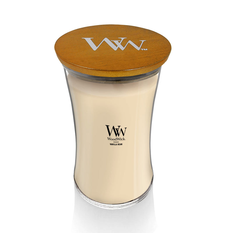 WoodWick Large Hourglass Scented Candle, Crackles as it Burns, Vanilla Bean, 21oz